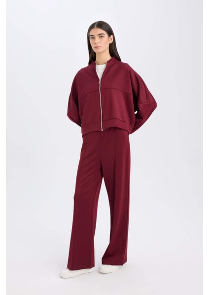 Wide Leg Geniş Bol Paça Eşofman Altı Basic Düz Beli Lastikli Bağcıklı E3953AX24WN