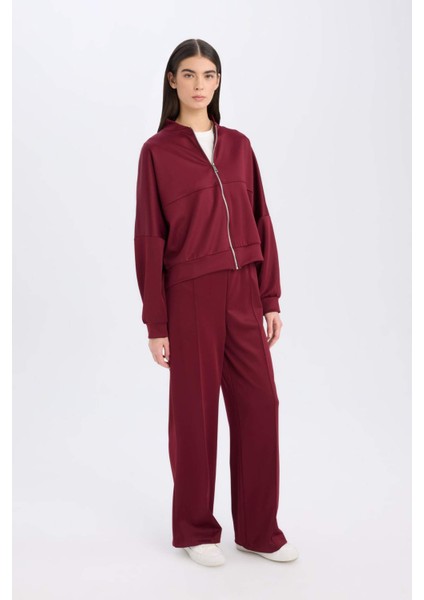 Wide Leg Geniş Bol Paça Eşofman Altı Basic Düz Beli Lastikli Bağcıklı E3953AX24WN