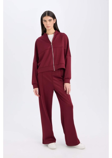 Wide Leg Geniş Bol Paça Eşofman Altı Basic Düz Beli Lastikli Bağcıklı E3953AX24WN