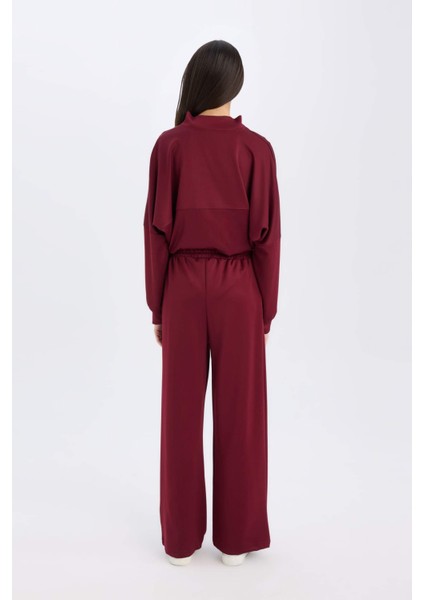 Wide Leg Geniş Bol Paça Eşofman Altı Basic Düz Beli Lastikli Bağcıklı E3953AX24WN