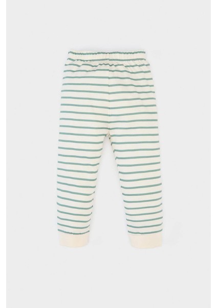 Erkek Bebek Pijama Takımı Baskılı Kısa Kollu Penye Üst Çizgili Uzun Alt E0757A525SM