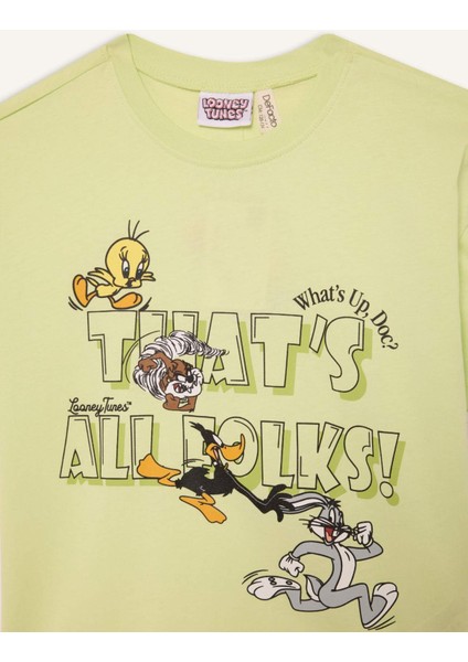 Kız Çocuk Looney Tunes Relax Fit Bisiklet Yaka Kısa Kollu Tişört E0868A825SM