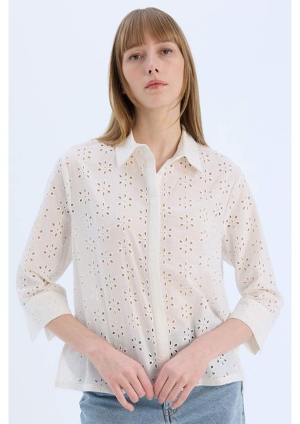 Regular Fit Brode Uzun Kollu Gömlek E2005AX25SP