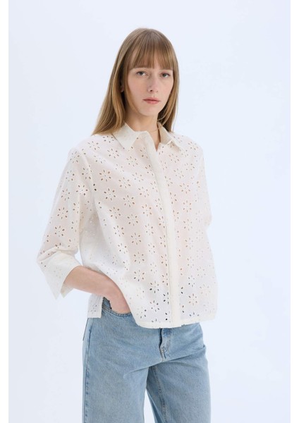 Regular Fit Brode Uzun Kollu Gömlek E2005AX25SP