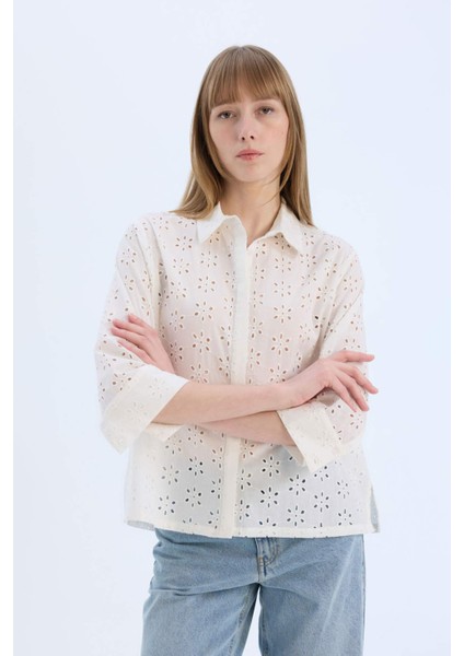 Regular Fit Brode Uzun Kollu Gömlek E2005AX25SP