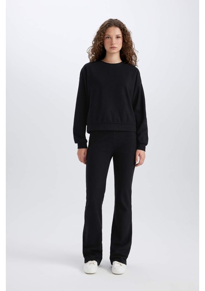 2'li Takım Basic Düz Bisiklet Yaka Üst Beli Lastikli Uzun Alt E3841AXNS