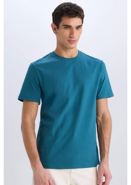 %100 Pamuk New Regular Fit Bisiklet Yaka Basic Düz Kısa Kollu Tişört V7699AZ25SP