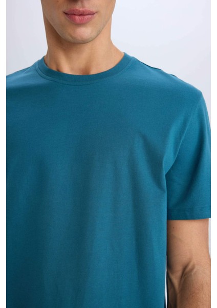 %100 Pamuk New Regular Fit Bisiklet Yaka Basic Düz Kısa Kollu Tişört V7699AZ25SP