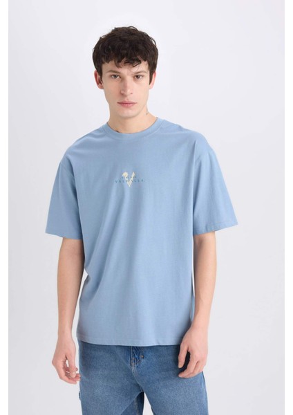 %100 Pamuk Vikings Valhalla Boxy Fit Bisiklet Yaka Sırt Baskılı Kısa Kollu Tişört E0434AX25SM