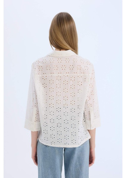 Regular Fit Brode Uzun Kollu Gömlek E2005AX25SP