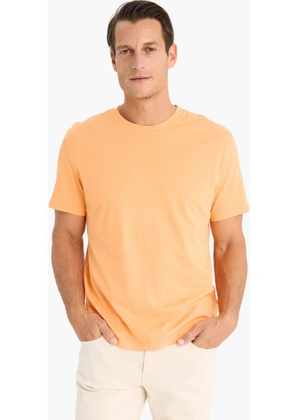 %100 Pamuk New Regular Fit Bisiklet Yaka Basic Düz Kısa Kollu Tişört V7699AZ25SP