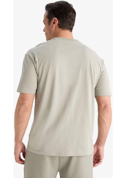 %100 Pamuk Regular Fit Bisiklet Yaka Baskılı Kısa Kollu Tişört E3780AX25SM