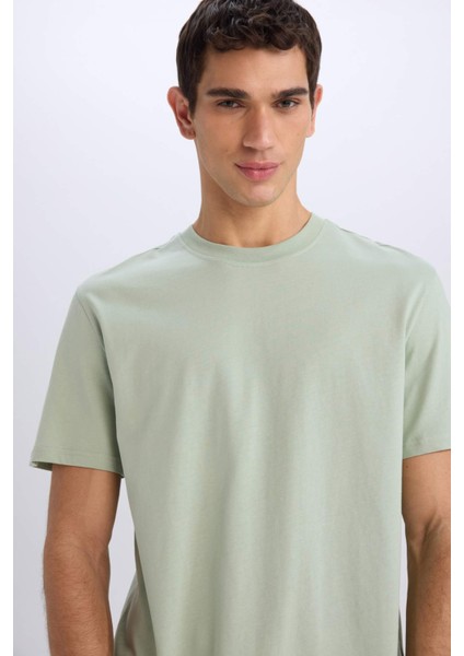 New Regular Fit Bisiklet Yaka Basic Düz %100 Pamuk Kısa Kollu Tişört V7699AZ25SP