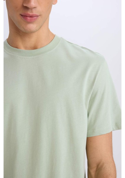 New Regular Fit Bisiklet Yaka Basic Düz %100 Pamuk Kısa Kollu Tişört V7699AZ25SP