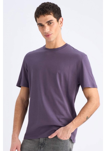 %100 Pamuk New Regular Fit Bisiklet Yaka Basic Düz Kısa Kollu Tişört V7699AZ25SP