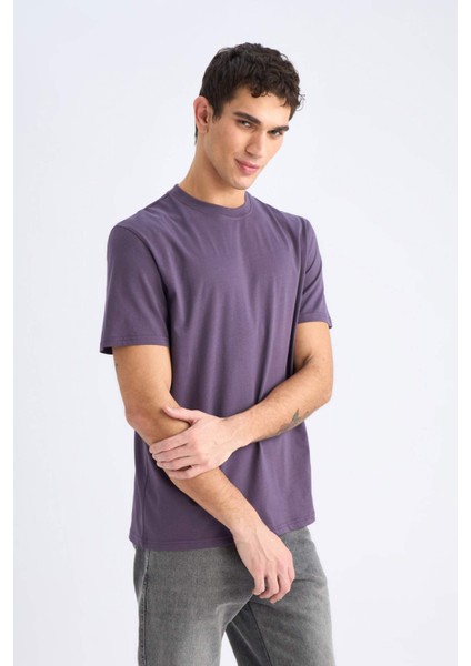 %100 Pamuk New Regular Fit Bisiklet Yaka Basic Düz Kısa Kollu Tişört V7699AZ25SP