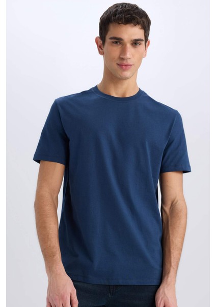 %100 Pamuk New Regular Fit Bisiklet Yaka Basic Düz Kısa Kollu Tişört V7699AZ25SP