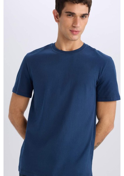 %100 Pamuk New Regular Fit Bisiklet Yaka Basic Düz Kısa Kollu Tişört V7699AZ25SP