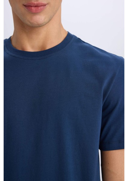 %100 Pamuk New Regular Fit Bisiklet Yaka Basic Düz Kısa Kollu Tişört V7699AZ25SP