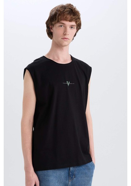 %100 Pamuk Vikings Valhalla Boxy Fit Bisiklet Yaka Sırt Baskılı Atlet E3320AX25SM