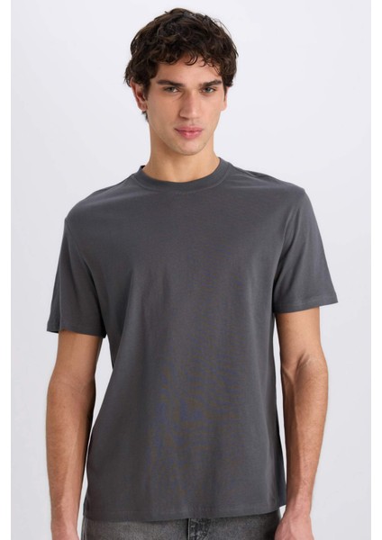 %100 Pamuk New Regular Fit Bisiklet Yaka Basic Düz Kısa Kollu Tişört V7699AZ25SP