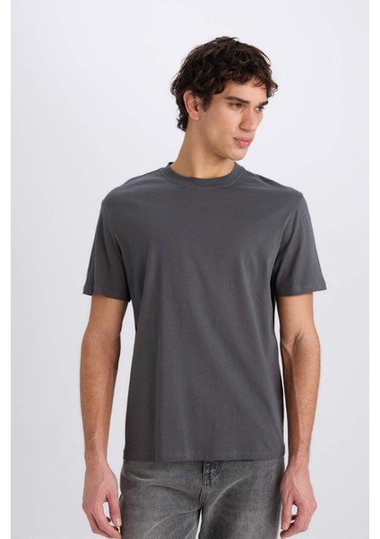 %100 Pamuk New Regular Fit Bisiklet Yaka Basic Düz Kısa Kollu Tişört V7699AZ25SP