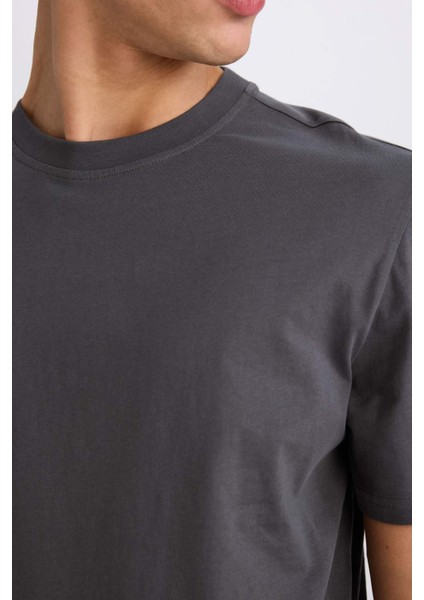 %100 Pamuk New Regular Fit Bisiklet Yaka Basic Düz Kısa Kollu Tişört V7699AZ25SP