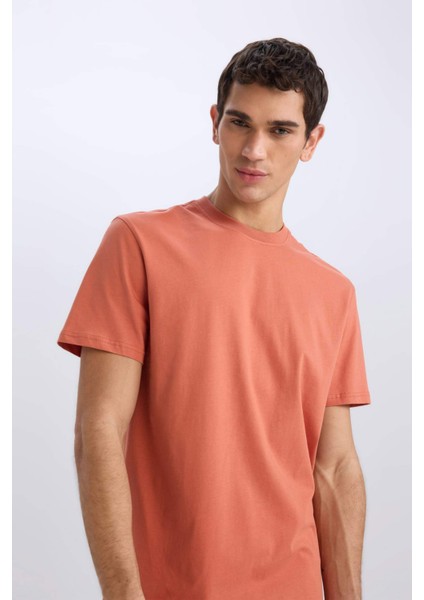 %100 Pamuk New Regular Fit Bisiklet Yaka Basic Düz Kısa Kollu Tişört V7699AZ25SP