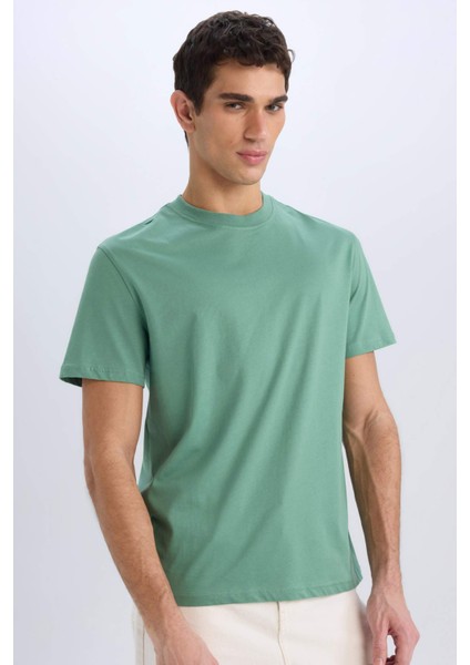 %100 Pamuk New Regular Fit Bisiklet Yaka Basic Düz Kısa Kollu Tişört V7699AZ25SP