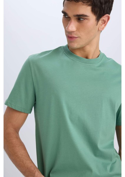 %100 Pamuk New Regular Fit Bisiklet Yaka Basic Düz Kısa Kollu Tişört V7699AZ25SP