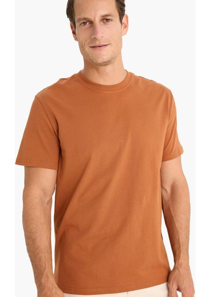 %100 Pamuk New Regular Fit Bisiklet Yaka Basic Düz Kısa Kollu Tişört V7699AZ25SP