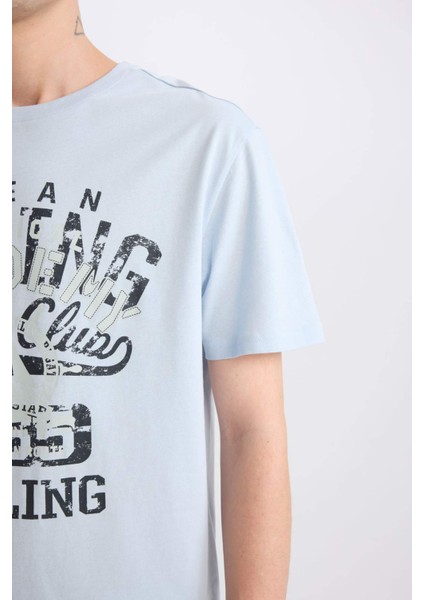 %100 Pamuk Regular Fit Bisiklet Yaka Baskılı Kısa Kollu Tişört E1317AX25SM