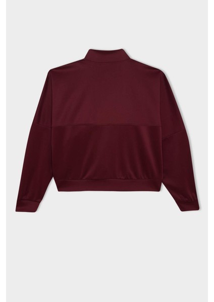 Regular Fit Kolej Yaka Fermuarlı Cepli Basic Düz Bomber Hırka E3952AX24WN