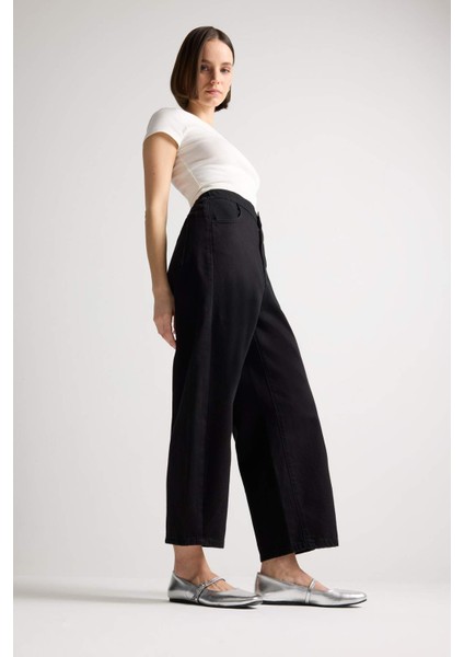 Barrel Fit Normal Bel Bilek Boy Yumuşak Jean Pantolon