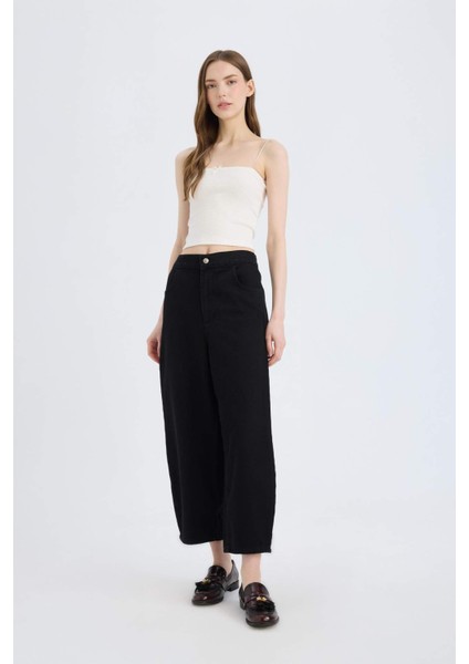 Barrel Fit Normal Bel Bilek Boy Yumuşak Jean Pantolon