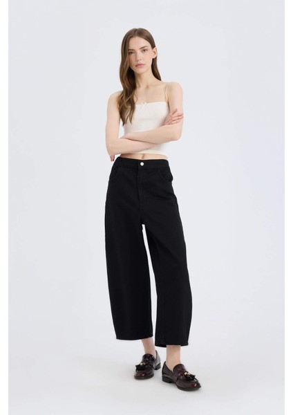 Barrel Fit Normal Bel Bilek Boy Yumuşak Jean Pantolon