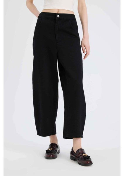 Barrel Fit Normal Bel Bilek Boy Yumuşak Jean Pantolon