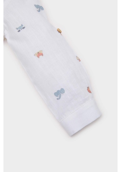 Erkek Bebek Hayvan Desenli Flamlı Poplin Uzun Kollu Gömlek E2009A525SP