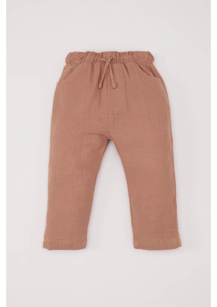 Erkek Bebek 2'li Takım Müslin Uzun Kollu Gömlek Beli Lastikli Alt E2013A525SP