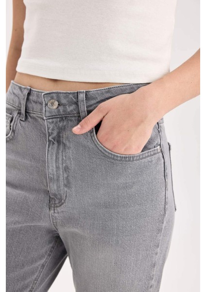 Lina Comfort Mom Yüksek Bel Bilek Boy Jean Yıkamalı Pantolon E3438AXNS