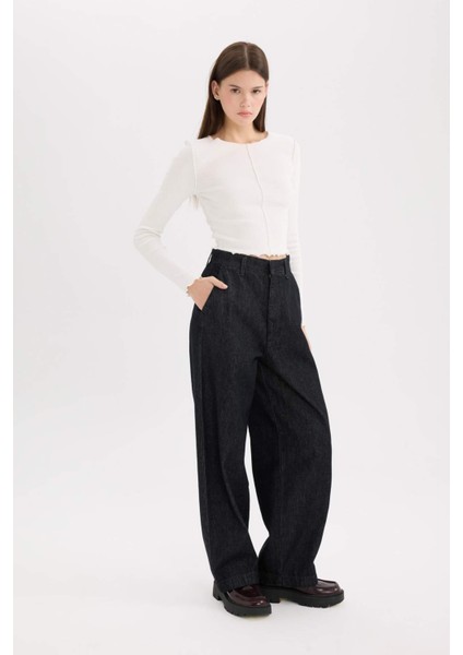 Baggy Fit Yüksek Bel Uzun Jean Pantolon E2966AX25SP