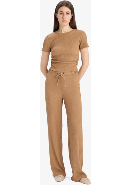 Straight Fit Beli Lastikli Cepli Bürümcük Pantolon E3408AX25SP