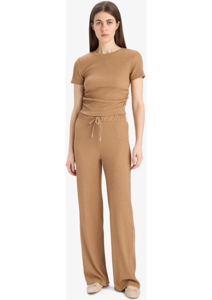 Straight Fit Beli Lastikli Cepli Bürümcük Pantolon E3408AX25SP