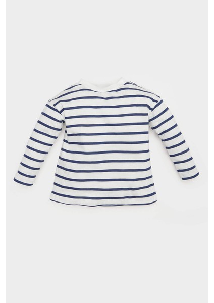 Erkek Bebek 2'li Takım Çizgili Uzun Kollu Tişört Salopet E2015A525SP