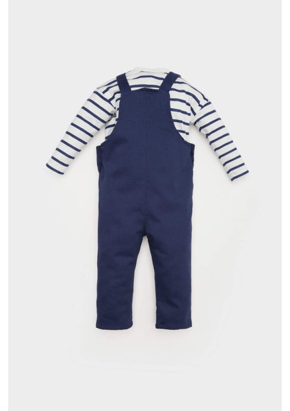 Erkek Bebek 2'li Takım Çizgili Uzun Kollu Tişört Salopet E2015A525SP