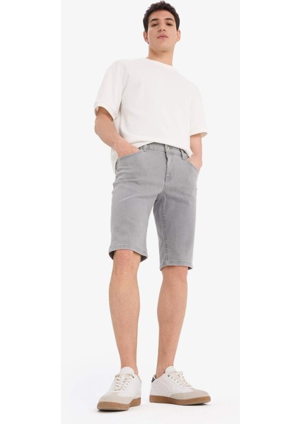 Slim Fit Dar Kesim Jean Bermuda Şort A4802AX25SM
