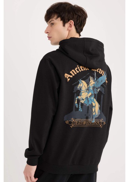 Regular Fit Kapüşonlu Sırt Baskılı Sweatshirt E3204AX24WN