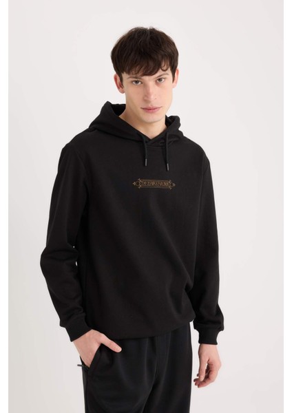 Regular Fit Kapüşonlu Sırt Baskılı Sweatshirt E3204AX24WN