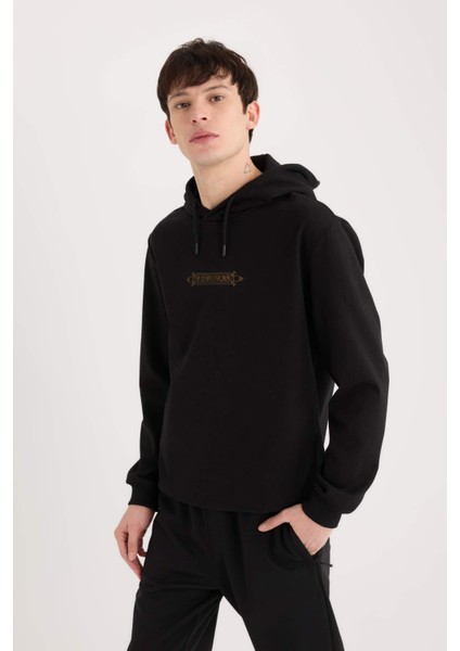 Regular Fit Kapüşonlu Sırt Baskılı Sweatshirt E3204AX24WN