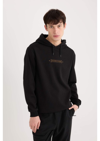 Regular Fit Kapüşonlu Sırt Baskılı Sweatshirt E3204AX24WN